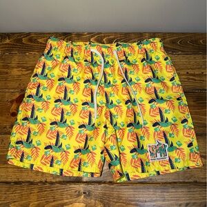 Swim Trunks Mens Swim Shorts Size L MTV Hummingbird Palm Retro Elastic Waist